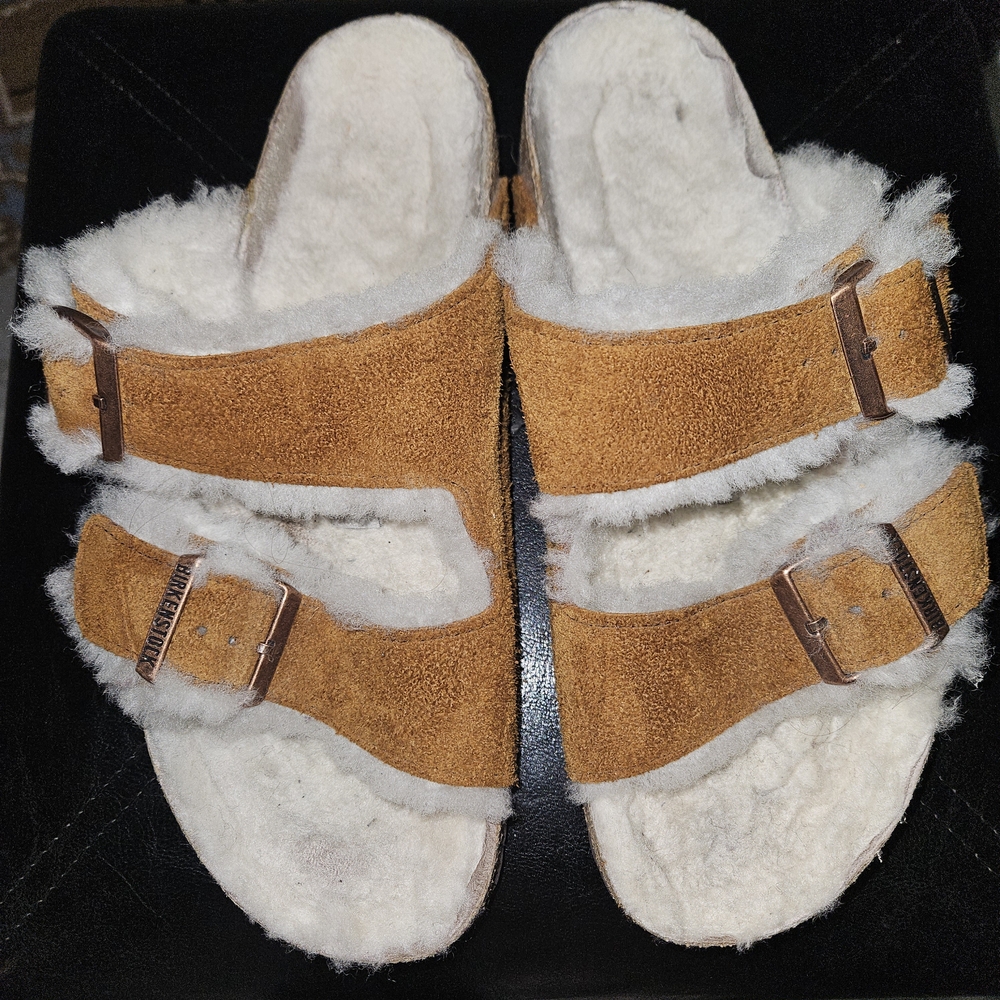 Birkenstock Women's Brown Shearling Slippers Sz 40